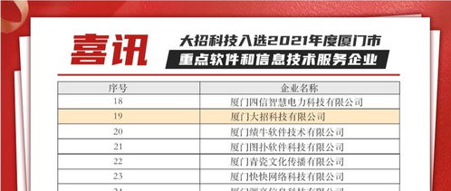 大招科技實(shí)力獲認(rèn)可，榮膺廈門市重點(diǎn)軟件和信息技術(shù)服務(wù)企業(yè)